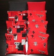 All Weather CORNHOLE BEANBAGS made w TEXAS TECH RAIDERS Fabric ACA Reg Bags