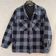 AdventuRidge Flannel Shirt Shacket Quilt Lined Blue/Black Buffalo Plaid Men's XL