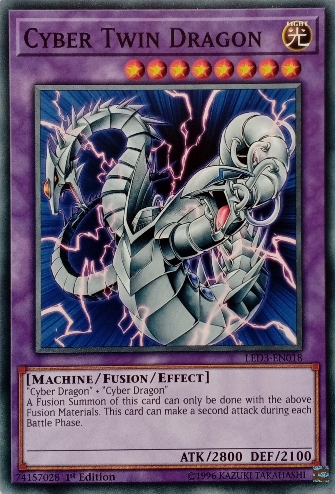 LED3-EN018 CYBER TWIN DRAGON COMMON 1ST EDITION YuGiOh CARD