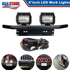 23'' Bumper License Plate Mount Bracket & 4''inch Led Work Lights For Jeep Truck
