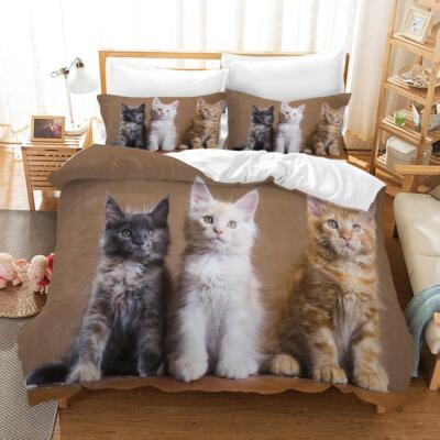 3D Cat Kitty Quilt Cover Set Bedding Sets Pillowcases