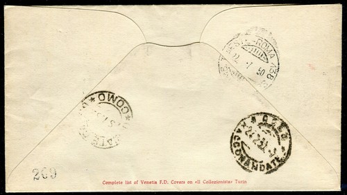 FDC VENETIA CLUB TRIESTE A 1950 LUDOVICO ANTONIO MURATORI VIAGGIATA IN RACC. - Picture 2 of 2