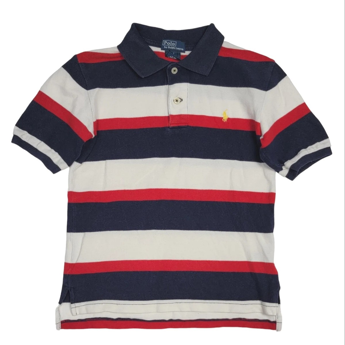 Polo Ralph Lauren Shirt Short Sleeve Boys 7 Red White Blue Stripe