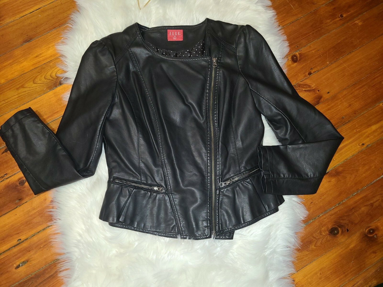 ELLE Faux Leather Jacket Women's Size 