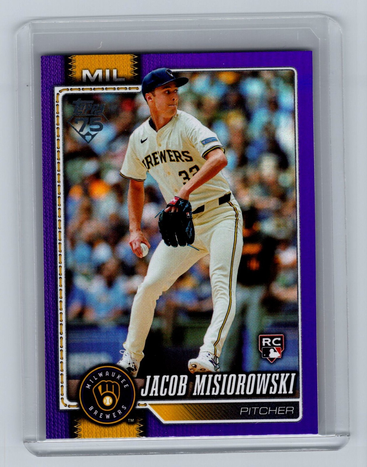 2026 Topps Series 1 Jacob Misiorowski #10 Purple Rainbow Foil /250 (RC)
