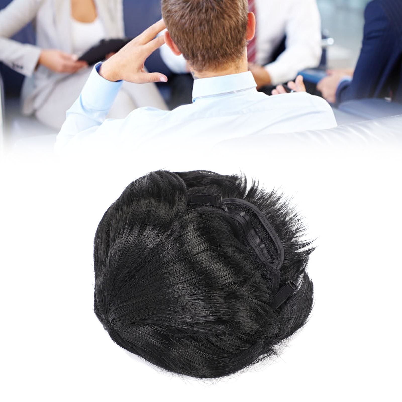 ༝Men Wig Fashionable Synthetic Short Hair Toupee Breathable Men Hairpiece For