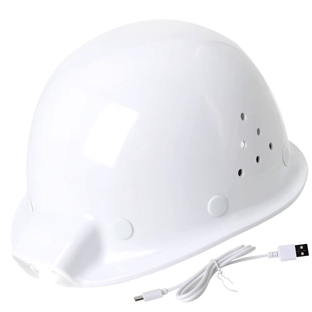 Safety Helmet Hard Hat w/ Headlight Rechargeable for Construction ABS