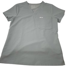 FIGS Scrub Top Womens Small Catarina One Pocket Light Gray Medical Vet Dental
