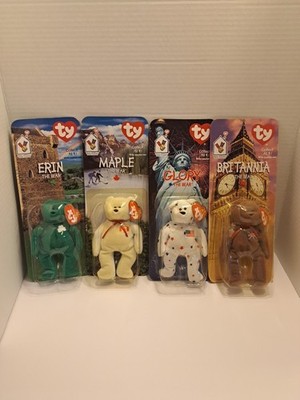 RARE Misprint McDonalds Ty Teenie Beanie Babies 3/4 Brittania,Erin,Glory & Maple