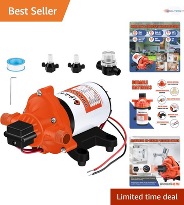 #ad 12V Water Pressure Pump 3.5 GPM 45 PSI Quiet RV Marine Camper Travel Trailer $32.99