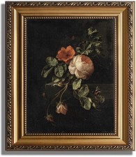 ASTRDECOR Framed Canvas Wall Art of Vintage Flower, Floral Rose Retro Picture...