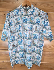 VTG Reyn Spooner Sail Boat Hawaiian Camp Pullover Shirt Men XL 90s