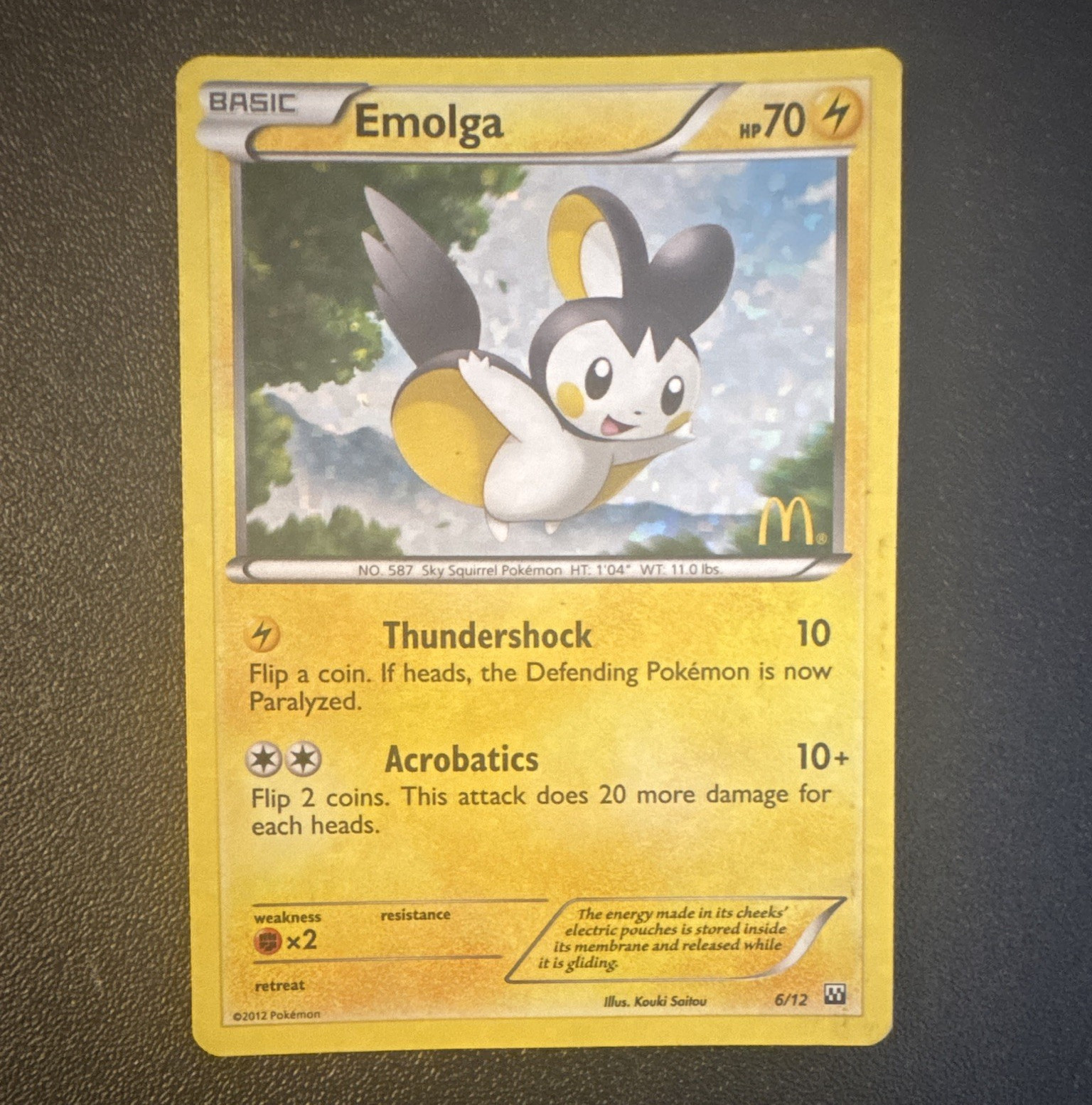 Emolga McDonald's 2012 Promo Holo 6/12 Pokémon TCG English HP 70