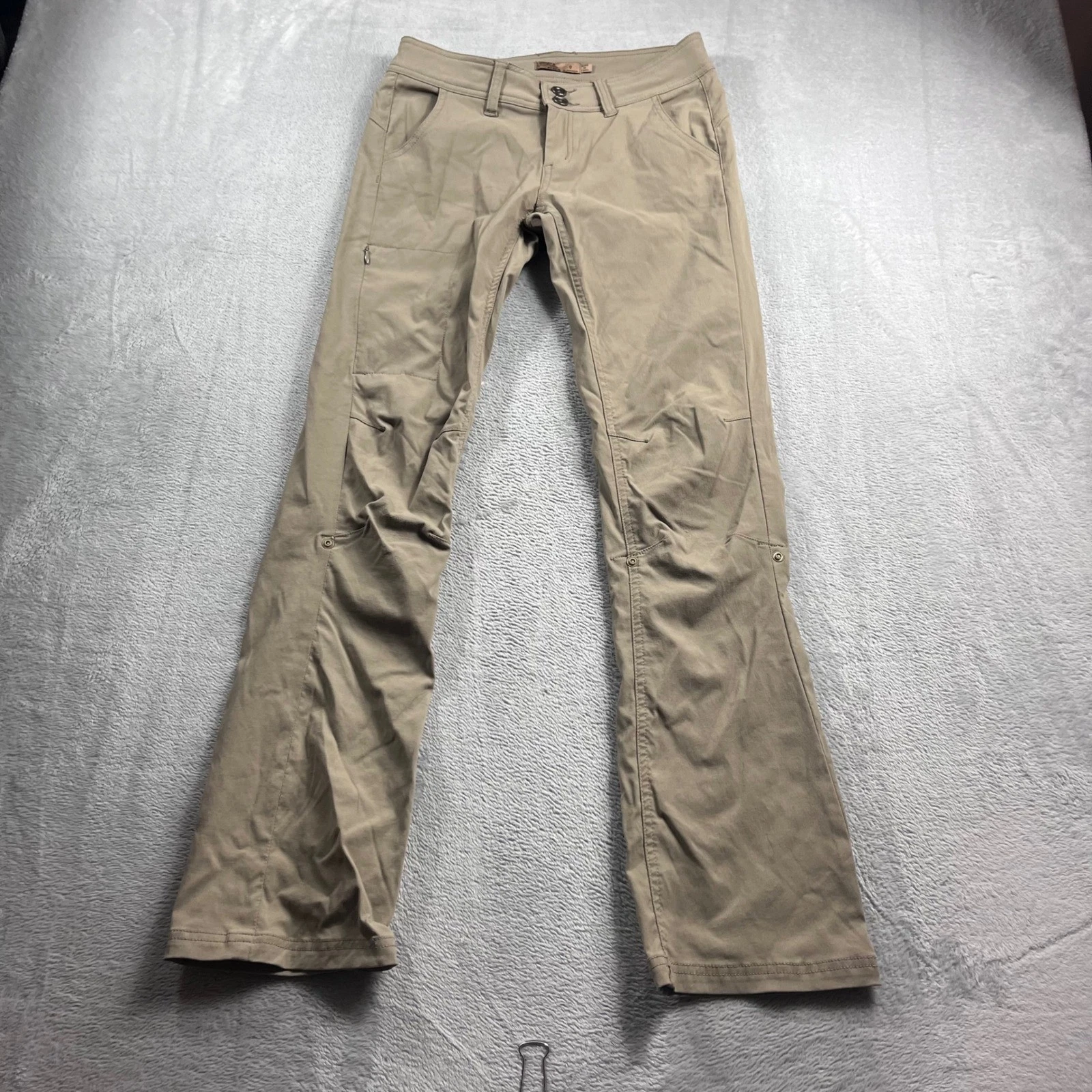 Prana Halle Hiking Pants Womens 0 Regular Tan Khaki Stretch Zion Straight Leg