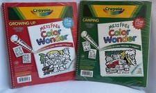 2 Crayola Color Wonder Mess Free Spiral Bound Books 24 Pgs Camping Growing Up
