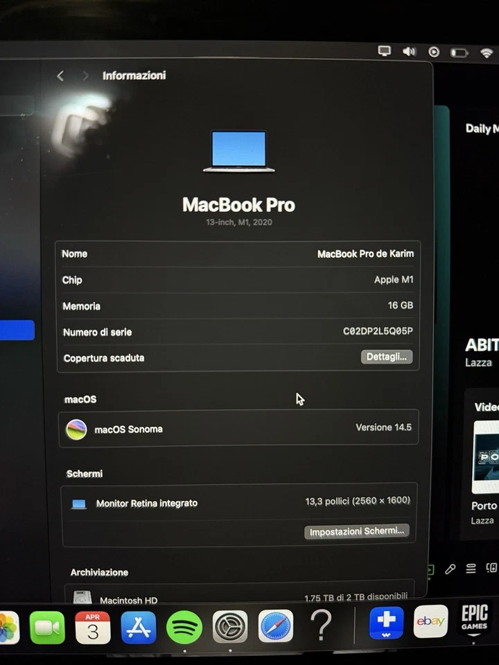 Apple MacBook Pro 13" M1 · 16GB · 2TB, foto 3 di 4