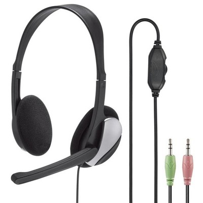 Hama PC Headset HS-P100, Ultra Lightweight On-Ear Stereo with Microphone, Volume
