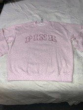 NWT VICTORIA'S SECRET PINK IVY FLEECE OVERSIZED CREW SWEATSHIRT MEDIUM SHINE