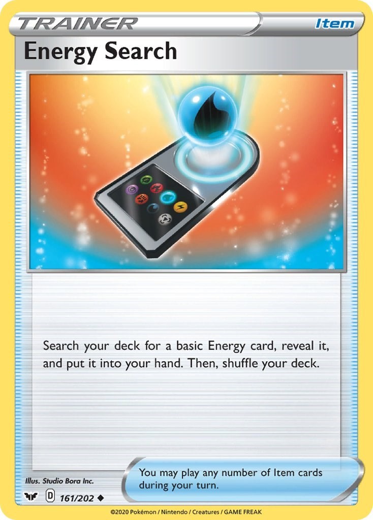 Energy Search 161/202 Uncommon SWSH01: Sword & Shield Base Set Pokemon Near Mint