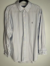 Polo Ralph Lauren Dress Shirt Men 17 32/33 Striped Oxford Classic Fit Pony Logo