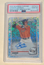 CONNOR CANNON 1ST 2020 BOWMAN CHROME SPECKLE REFRACTOR AUTOGRAPH /299 PSA 10 GEM