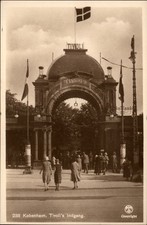 RPPC Tivoli Copenhagen Denmark Entrance vintage postcard h557