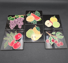 CiAria Tile Studio Art Pottery Fruit Tile Trivets Lot of 6 USA MADE 6x6