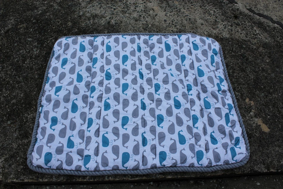 Manta Edredón Bebé Rayas Náuticas Recién Nacido Ballenas Anclas 34x44" Foto 2 de 4