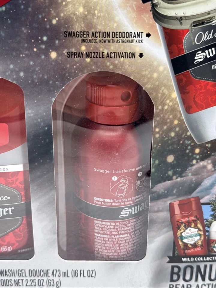 Nuevo de Lote Antiguo Spice Swagger Set de Regalo 5 Piezas Jabón Corporal Desodorante y Spray Corporal Zona Roja Foto 4 de 4