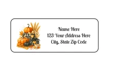 30 Autumn Pumpkins PERSONALIZED RETURN ADDRESS LABELS 1 in X 2 5/8 GLOSSY