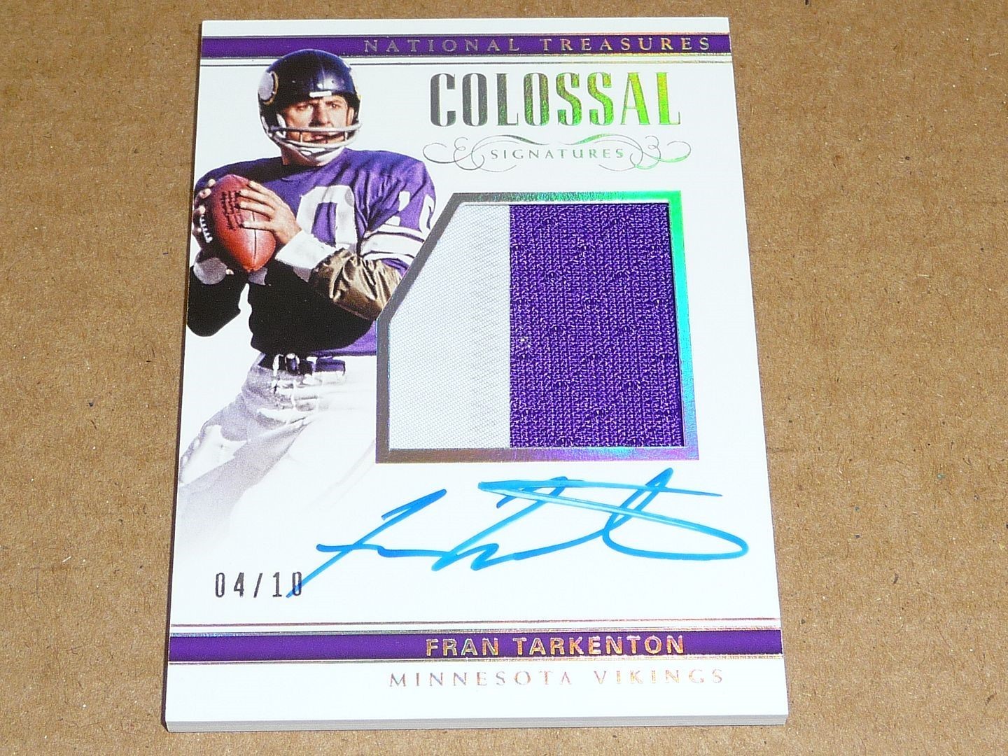 2017 National Treasures FRAN TARKENTON AUTOGRAPH/AUTO JERSEY PATCH VIKINGS 04/10