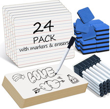 24 Pack Dry Erase Boards, 9"X12" Double Sided Easel Small Whiteboards with Lines