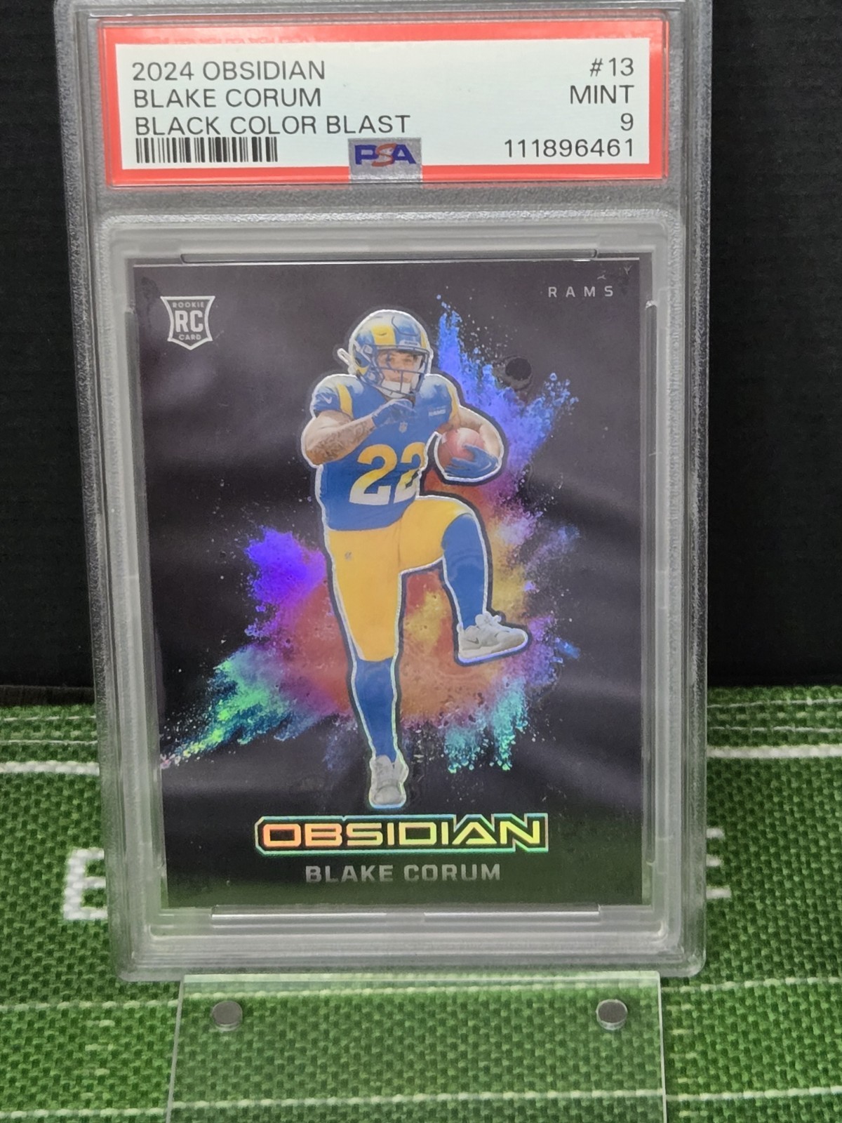2024 Panini Obsidian - Blake Corum #13 Black Color Blast, PSA 9