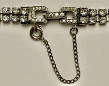End-O-Matic Watch Band Prong Set Crystal Rhinestone w/ Safety Chain Ladies