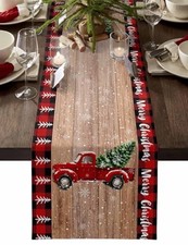 Christmas Red Truck Table Runner-Black Buffalo Plaid 13 x 72 Inch Caroud9668
