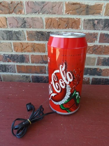Vtg Coca-Cola Cylinder Table Lamp, 11" tall, Designed Pull-Top Can