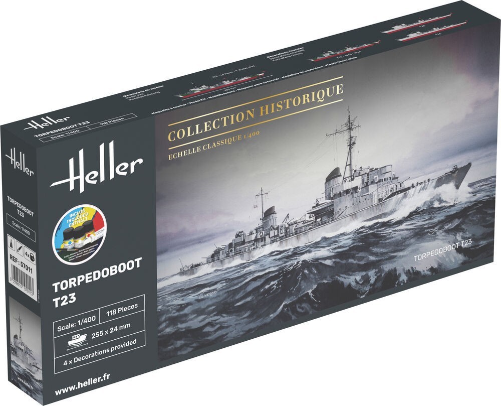 Torpedoboot T23 Heller 1/400 maquette en plastique injecté haute précision