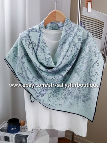 Sallys 70% Cashmere & 30% Silk Wrap Scarf Carriage Print Double Face Shawl 53" - Picture 29 of 65