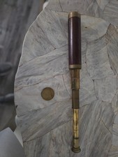 ANTIQUE TELESCOPE BRASS MARINE NAUTICAL SPYGLASS/VINTAGE WITH WOOD ELEMENTS