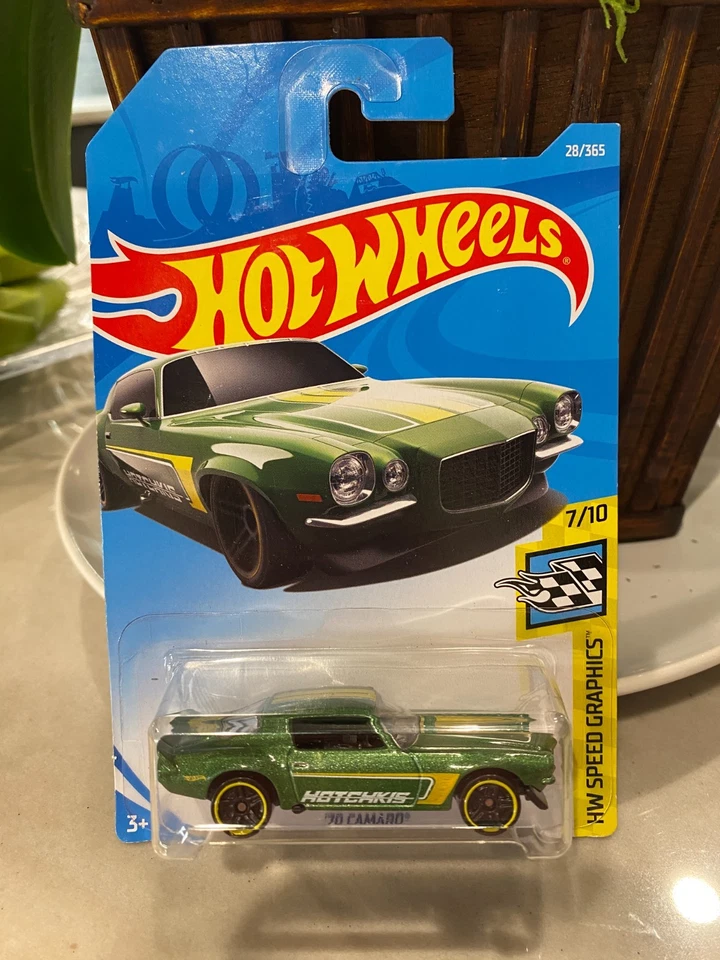 2018 Hot Wheels 28 Hw Vitesse Graphiques 7/3m70 Camaro Vert W / Noir Pr5 Rayons - Photo 1/1