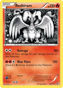Reshiram - 28/113 - Pokemon Legendary Treasures Holo Rare Card NM
