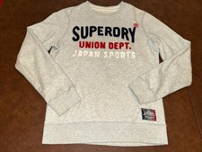 SUPERDRY Crewneck Gray Japan Sweater Shirt Top Long Sleeve Soft Fleece Medium
