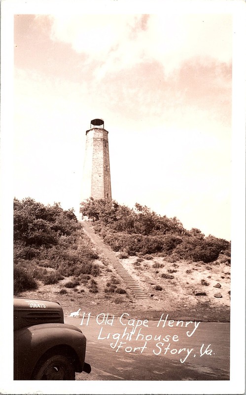 RPPC Postccard Old Cape Henry Lighthouse Fort Story Virginia VA Postcard
