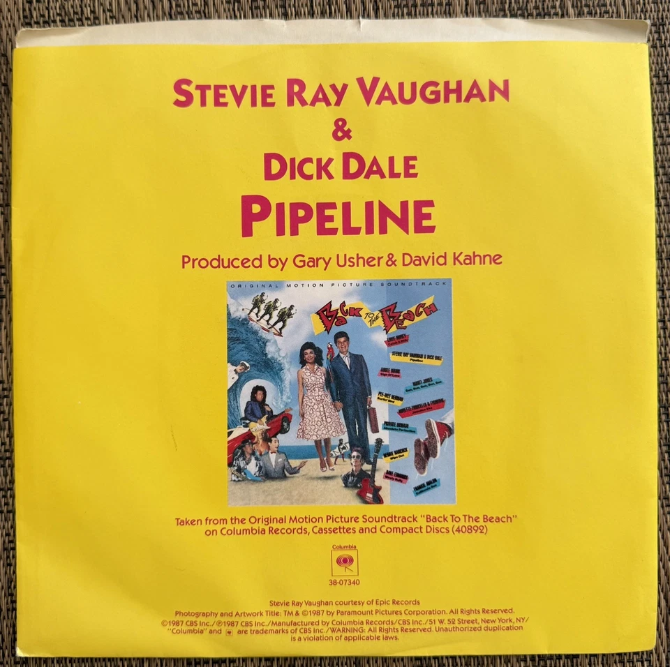Stevie Ray Vaughan & Dick Dale - Pipeline / Love Struck Baby - Columbia - M PS - Image 2 of 4