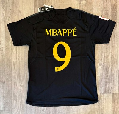 Men's Large 2024/25 Real Madrid Black Football Kit Soccer Jersey KYLIAN MBAPPE