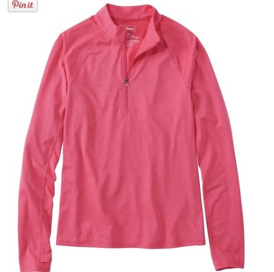 Women's LL Bean Access Trail Pullover,Long-Sleeve Quarter-Zip-1X NWT Ruby Coral