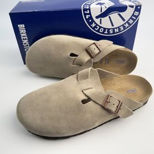 Birkenstock Boston Soft Footbed Taupe Suede Unisex Shoes New/Box Size 6-12