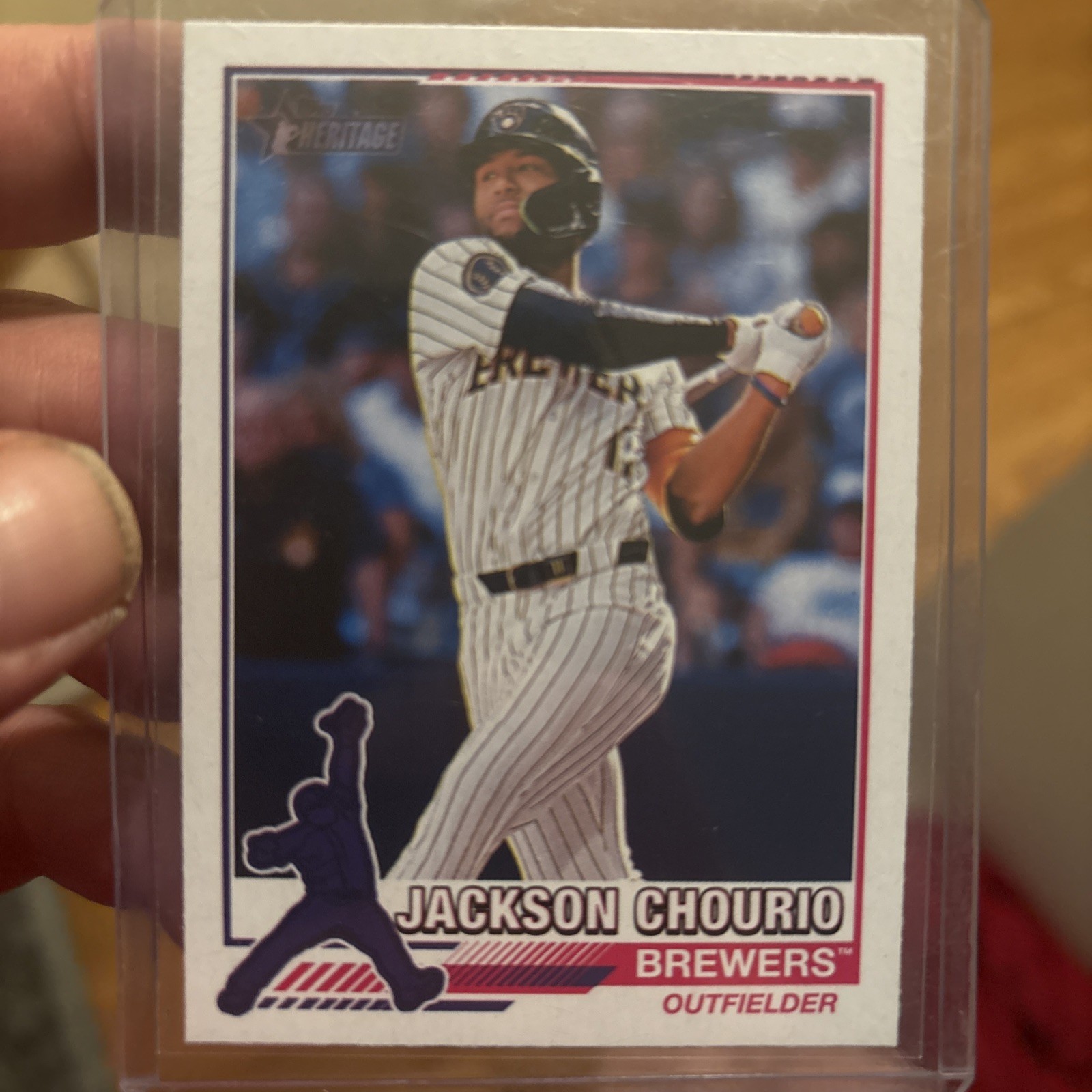2025 Topps Heritage Jackson Chourio 76R-6 Throwback Image Variation SP  RC