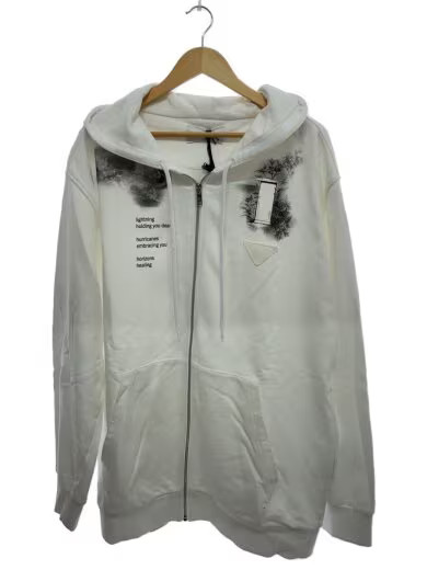 PRADA Zip Hoodie/ Size L/ Cotton/ White/ UJL40A S222 116J