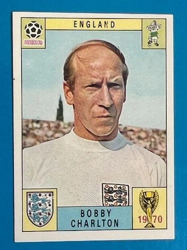 BOBBY CHARLTON England MEXICO 70 PANINI Card Figure Sticker Green Back 1970 WC
